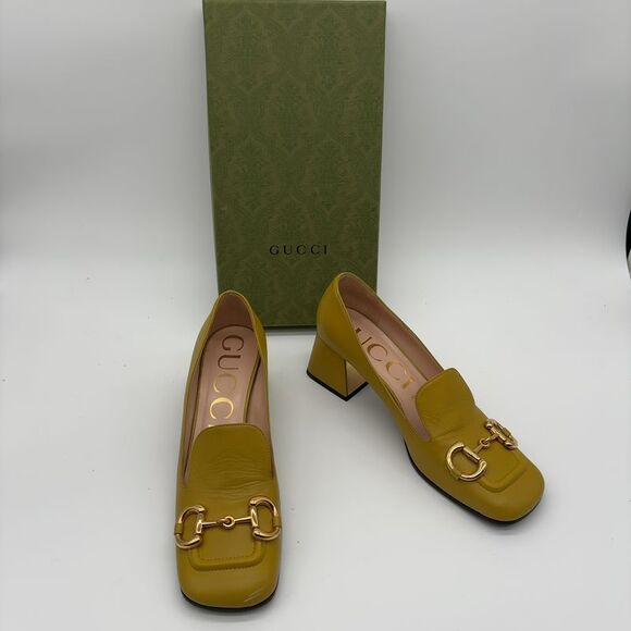 Gucci Shoes - Gucci Mustard Yellow Leather Horsebit Loafers